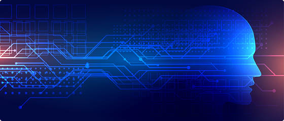 technology artifical intelligence background with face